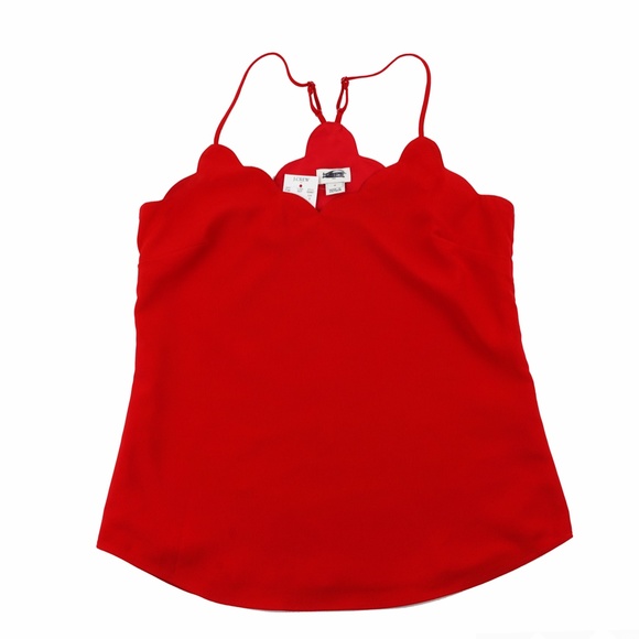 New JCREW Size 0 Scalloped Cami Top in Red - Picture 2 of 4